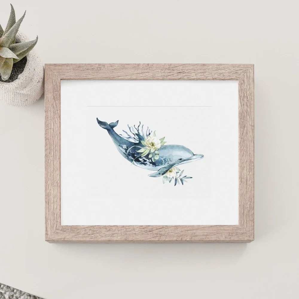 Wall Art Watercolor Dolphin Print Poster Unframed - Picture 8 of 16